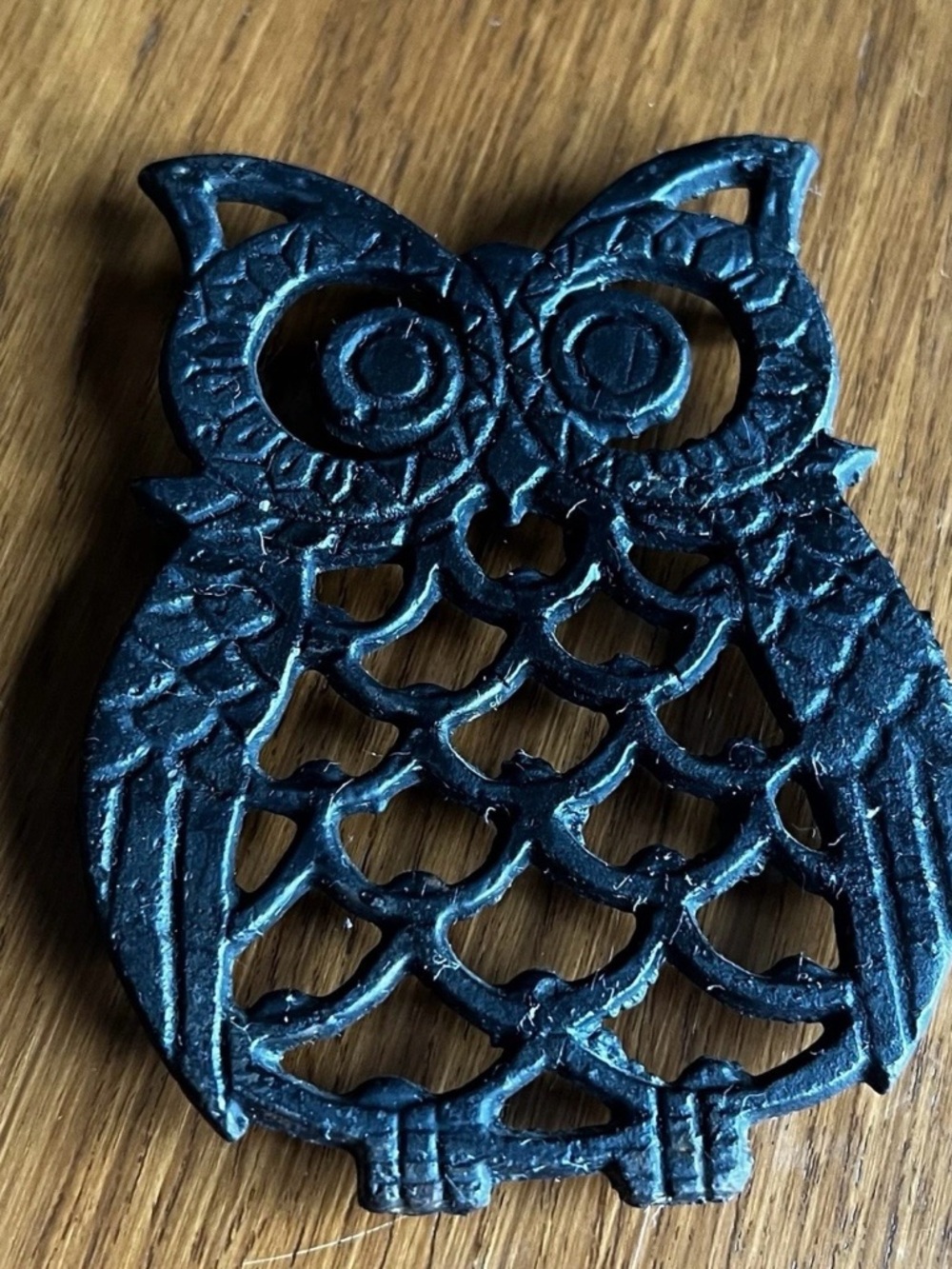 Source Unknown Black Cast Iron Owl Trivet Accent